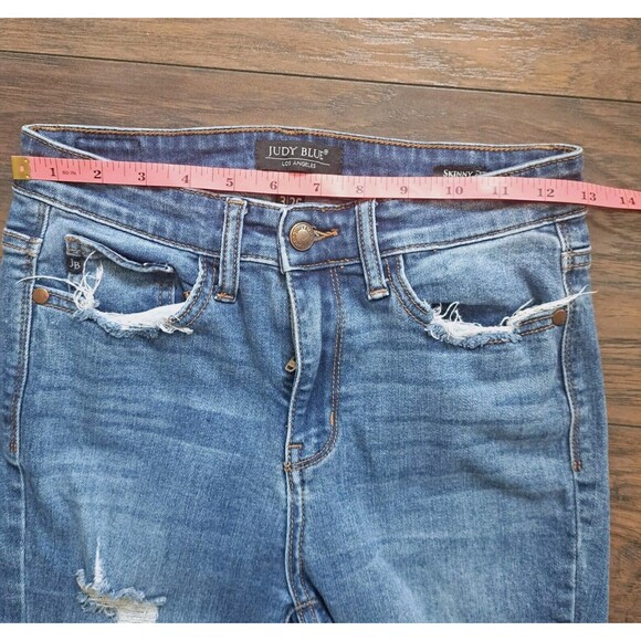 Judy Blue Skinny Fit Jeans Sz 3/26 Stretch Destroyed Raw Hem Rocker Concert - Picture 8 of 15